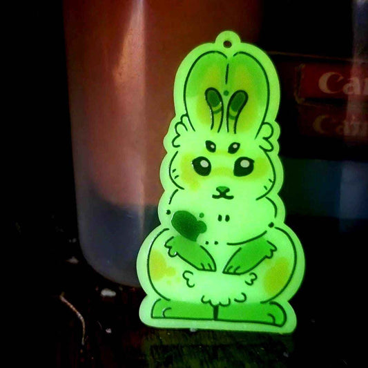 Bunny Art Adopt Keychains / Bag Charms - Glow-in-the-Dark Alien