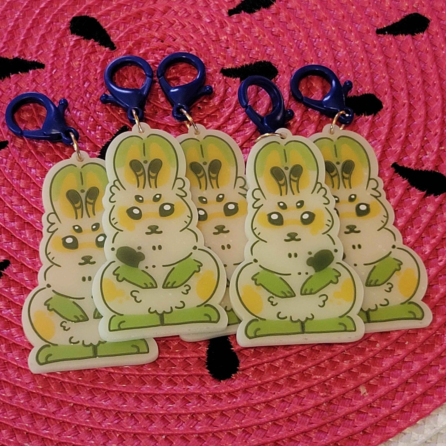 Bunny Art Adopt Keychains / Bag Charms - Glow-in-the-Dark Alien