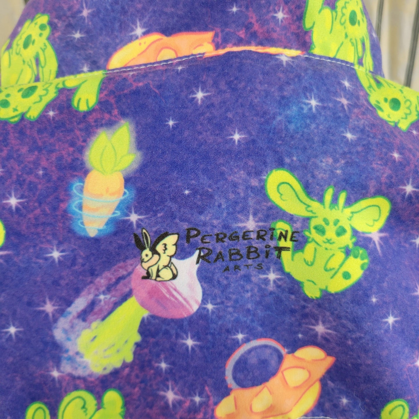 Alien Bunny Button Down Short Sleeve Shirt - Pergerine Rabbit!!