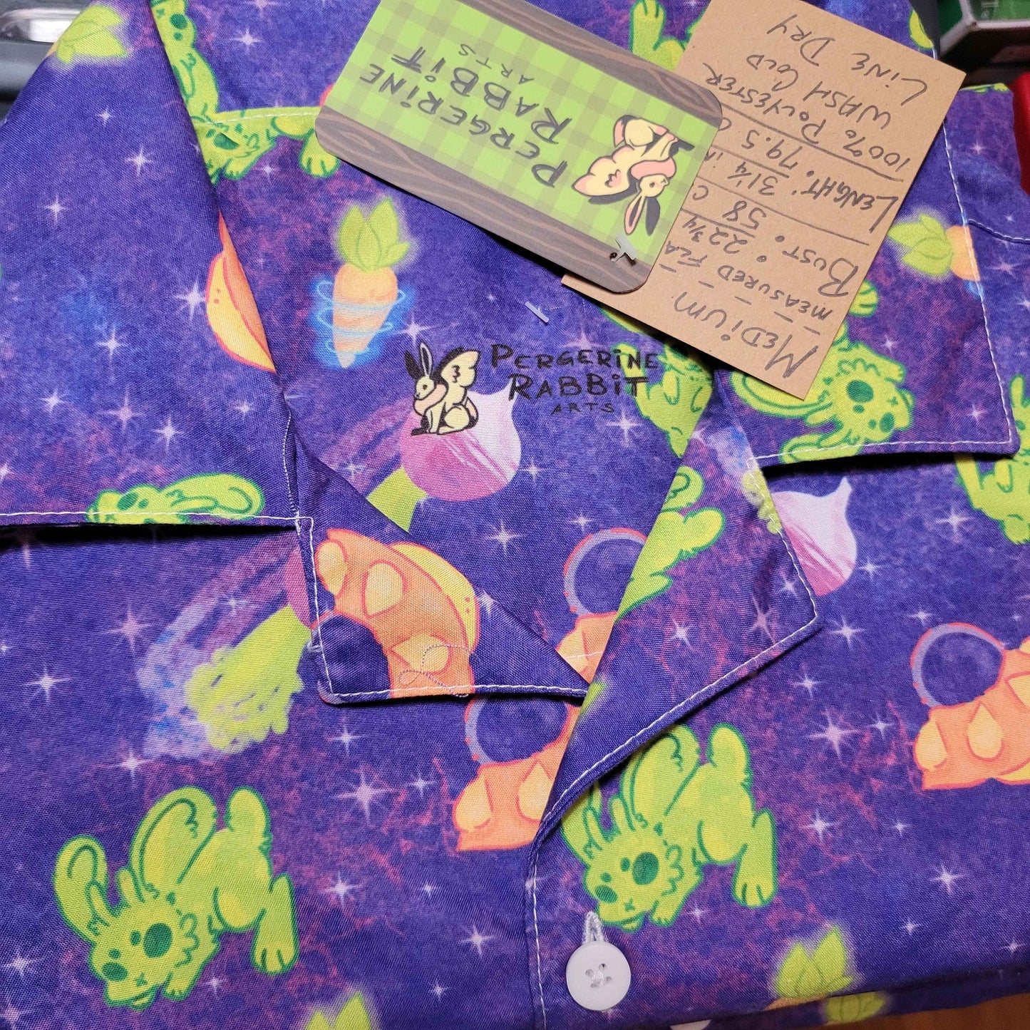 Alien Bunny Button Down Short Sleeve Shirt