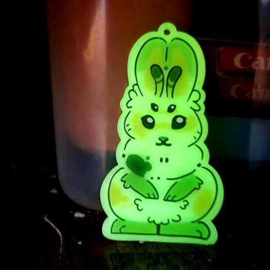 Bunny Art Adopt Keychains / Bag Charms - Glow-in-the-Dark Alien - Pergerine Rabbit!!