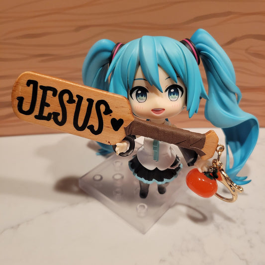 Wooden SINNER paddle Keychain- Sawtowne's "Rotten Girl" Edition - Pergerine Rabbit!!