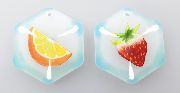 Fruity Frozen Ice Cube Frosted Finish Phone Charms/Keychains - Pergerine Rabbit!!