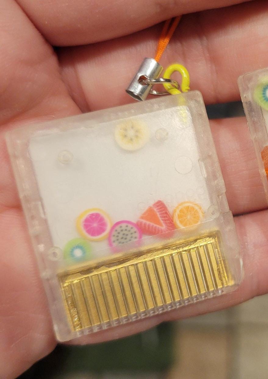 Retro Game Cartridge Phone Charms/Keychains - SHAKER STYLE - Contain NO game Chip!! - Pergerine Rabbit!!