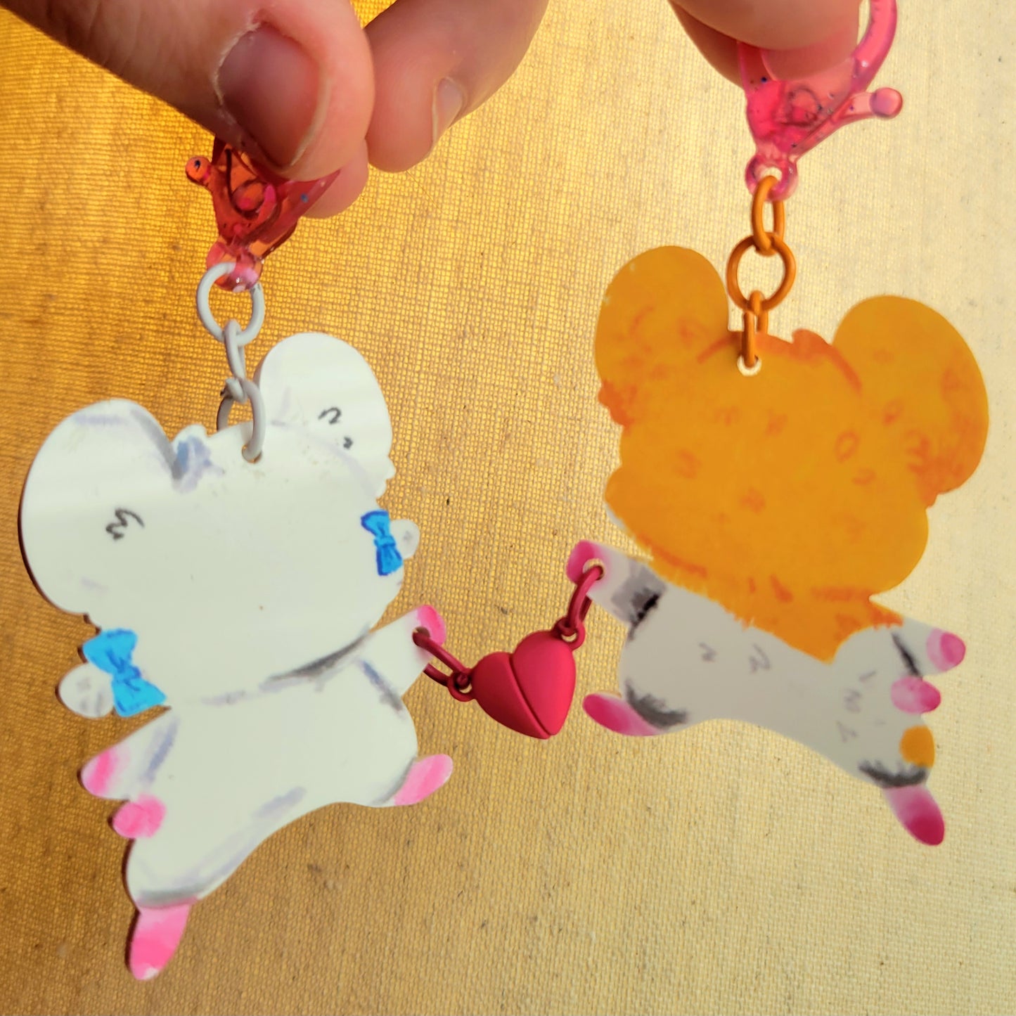 Hamtaro Ham Ham Heartbreak Heart Magnet Keychain