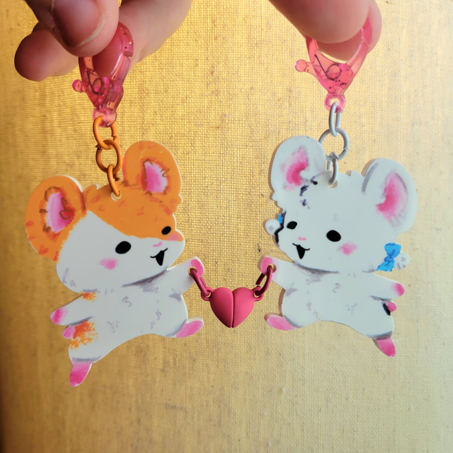 Hamtaro Ham Ham Heartbreak Heart Magnet Keychain