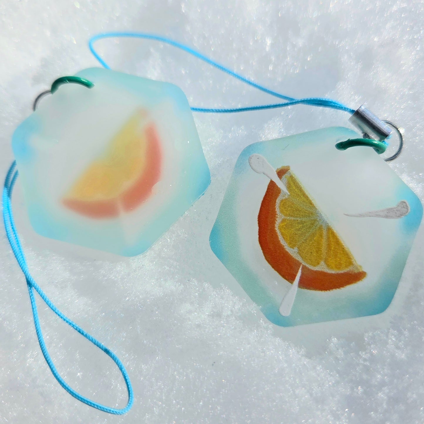 Fruity Frozen Ice Cube Frosted Finish Phone Charms/Keychains