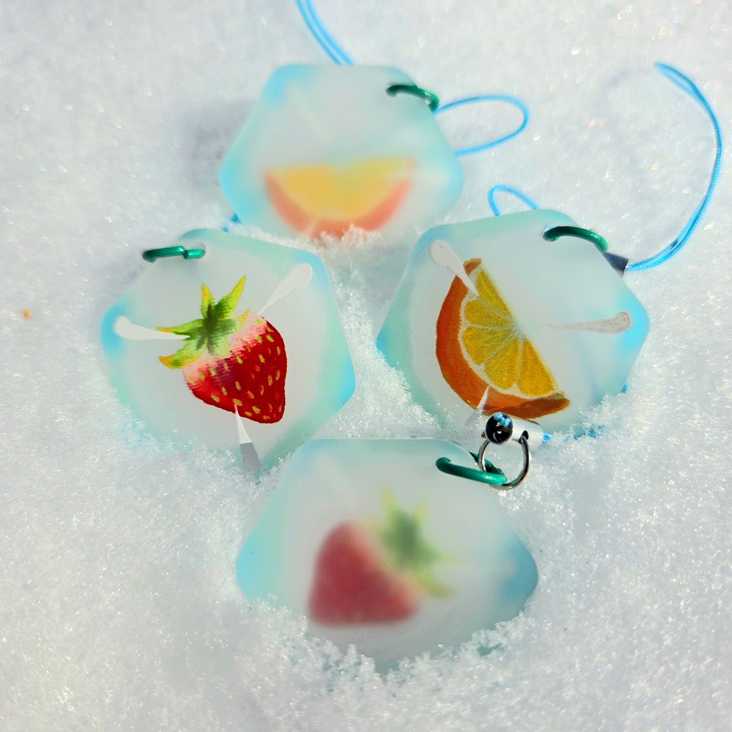 Fruity Frozen Ice Cube Frosted Finish Phone Charms/Keychains