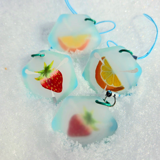 Fruity Frozen Ice Cube Frosted Finish Phone Charms/Keychains