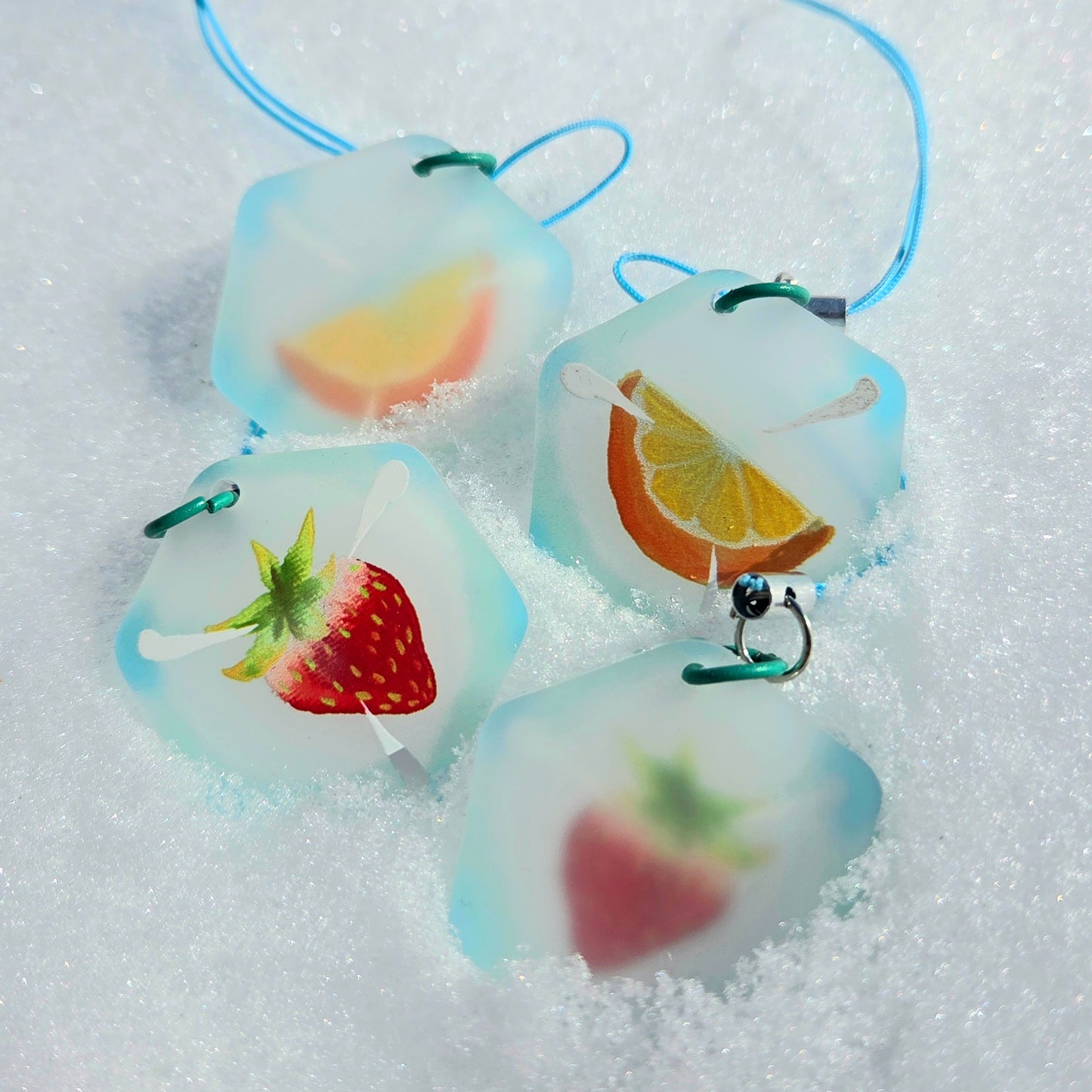 Fruity Frozen Ice Cube Frosted Finish Phone Charms/Keychains