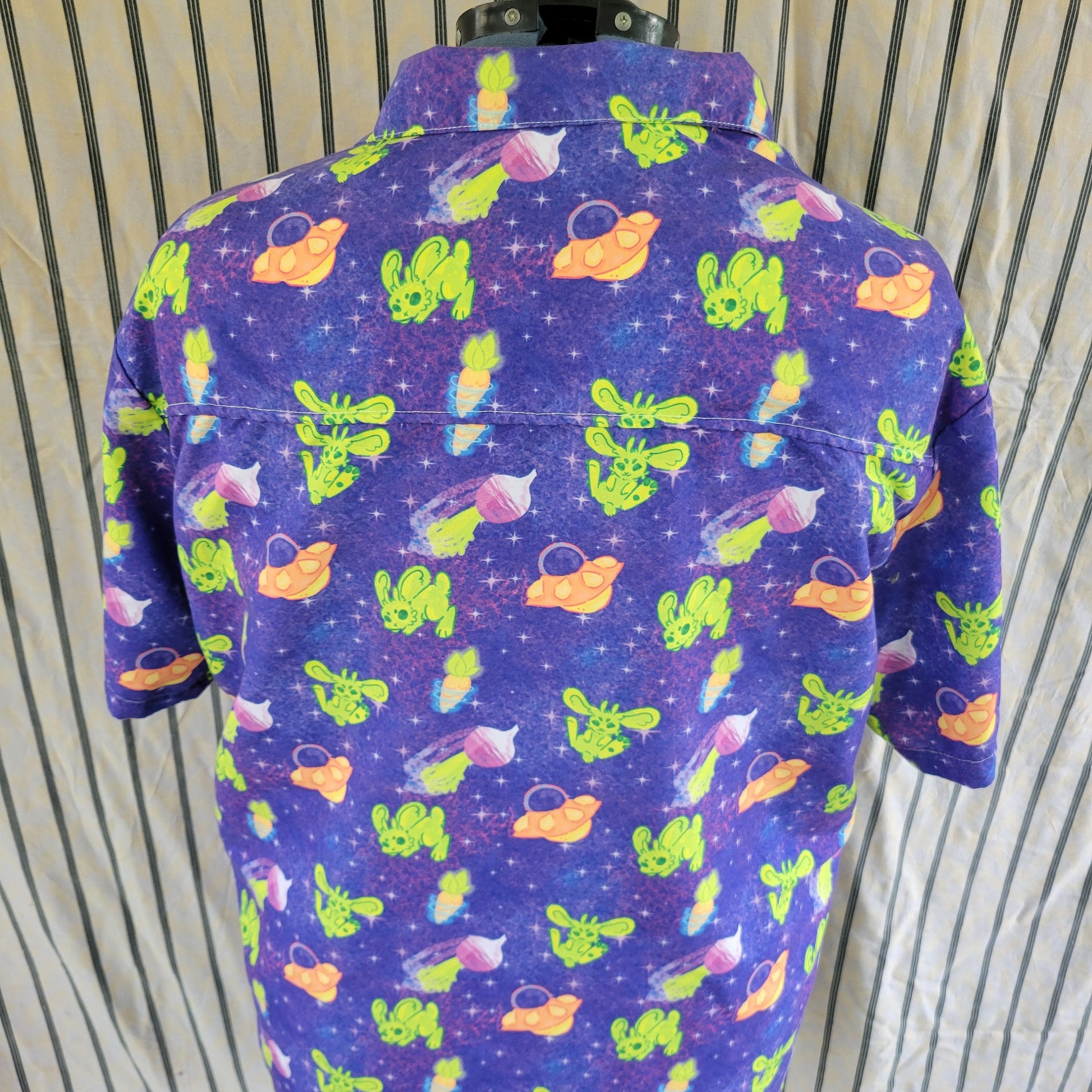 Alien Bunny Button Down Short Sleeve Shirt - Pergerine Rabbit!!