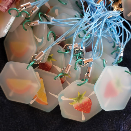Fruity Frozen Ice Cube Frosted Finish Phone Charms/Keychains - Pergerine Rabbit!!