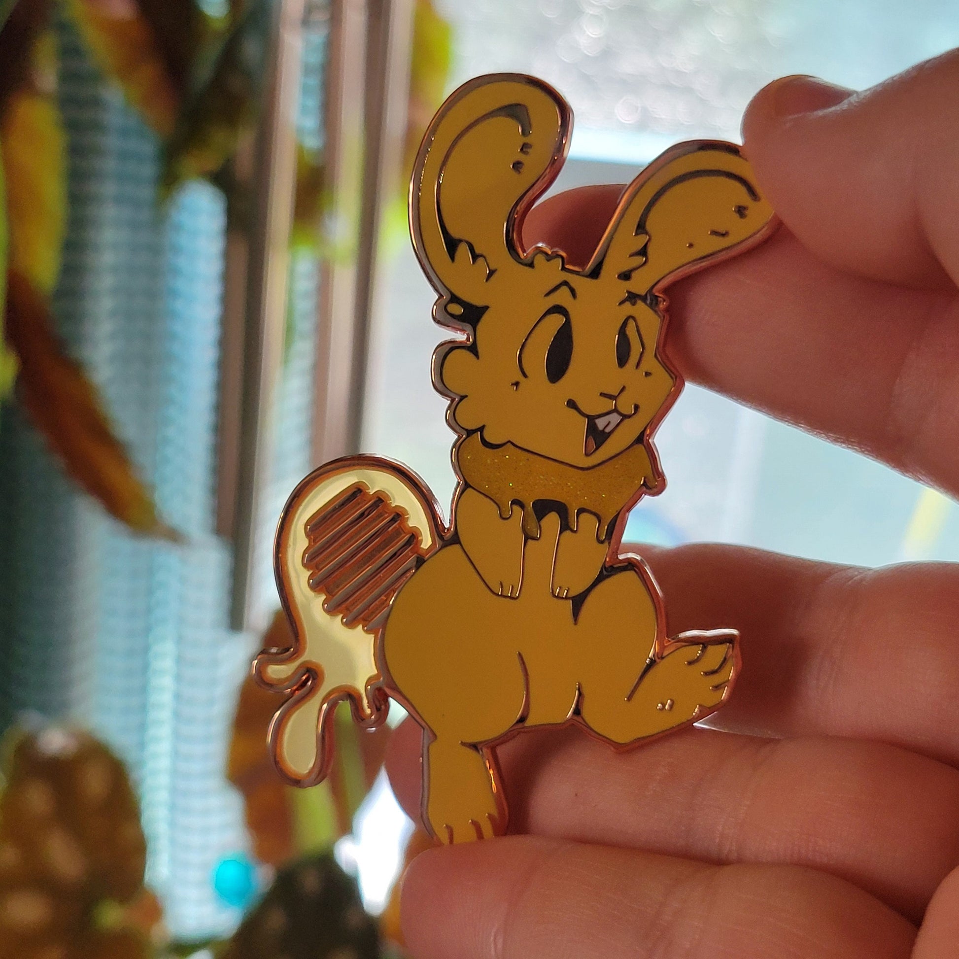 Honey Bunny Fantasy-Style Enamel Pin- 3 Inches Tall - Pergerine Rabbit!!